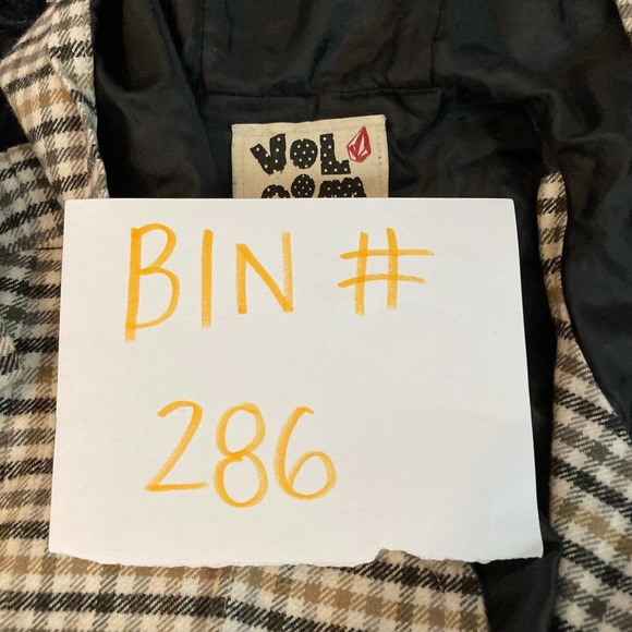 Volcom Jacket Womens Sz S Beige Plaid Cotton 3/4 Sleeve Hooded Button Up Pockets - Picture 9 of 9